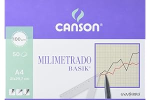 Guarro Canson 200402861 Carta Millimetrata A4, Blocchetto 50 Fogli