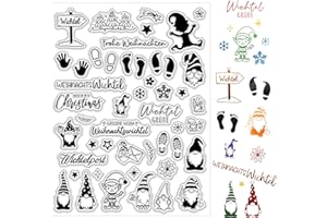 BOOMTOP Silikon Stempel Weihnachten Klare Stempel Weihnachtswichtel Wichtel Grüße Frohe Weihnachten Wichtelpost Clear Stamps für Kartenherstellung DIY Geschenk Scrapbooking