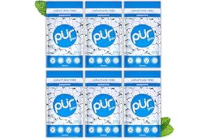 PUR Gum | Sugar Free Chewing Gum | Made with Xylitol | Vegan, Aspartame Free, Gluten Free and Keto Friendly | Natural Peppermint Flavoured Gum, 55 Pieces (Pack of 6)