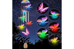 Qoosea Solar Windspiel für Draußen, LED Schmetterlinge Solarleuchten Farbwechsel, Geschenke für Mutter Frauen Tochter Freundin, Wasserdicht Hängeleuchte Dekorationen für Garten Baum Balkon HofHochzeit