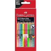 FABER-CASTELL - Colour Grip Pencil Set, 12 Pencils | L&aacute;pices de colores irrompibles para ni&ntilde;os y adultos con 3 colores metali