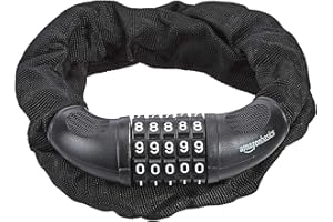 AMAZON BASICS Amazonbasics Anti-vol de vélo avec chaîne et cadenas à combinaison à 5 chiffres, 97,2 cm, Lot de 1, Noir - Amazon Vine