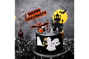 HUDIEPAN 18 Pezzi Decorazioni per Torte Zucca, Halloween Cake Toppers, Decorazioni Torta Halloween, Decorazioni Dolci Halloween, Decorazioni per Torte di Halloween per Decorazione a Tema Halloween