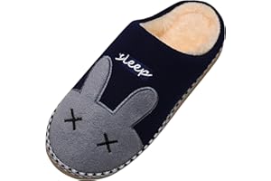 SAGUARO® Pantuflas de invierno de algodón, cálidas, suaves, antideslizantes, con dibujos animados, para hombre y mujer