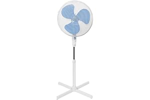 Bestron Ventilateur sur pied avec trois niveaux de vitesse, Ventilateur avec fonction oscillation à 75° & hauteur réglable jusqu'à 122 cm, Ø 45 cm, 45 Watts, ASV45W, Couleur: blanc