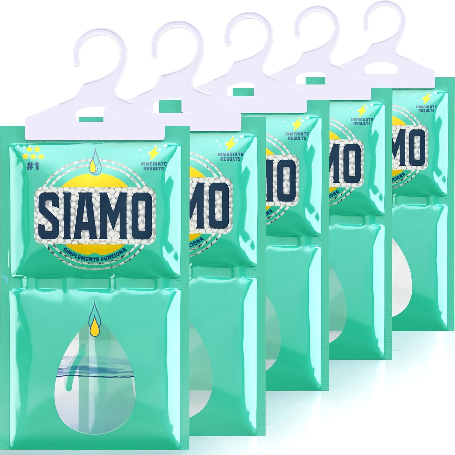 Pack x 5 Bolsas Antihumedad Deshumidificador Percha Colgante Para Armarios Garage Trasteros Autocaravanas #1 En Deshumidificadores Absorbentes De Humedad.Alta Absorción Elimina Humedad y Malos Olores