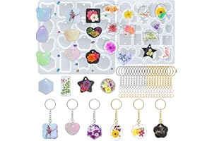 FineGood 2 Pcs Resin Molds Silicone with Keychain, Resin Keychain Molds Epoxy Resin Molds, Resin Jewelry Molds for Necklace Pendant Jewelry Making
