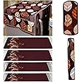 KANUSHI Industries® 1Pc Fridge Cover for Top with 6 Utility Pockets + 2 Handles Covers + 4 Fridge Mats (FRI-Brown-Long-LEV+2-Handle+M-11-04)