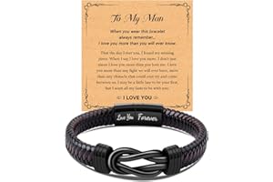 CheersLife Knot Bracelet - Brown Braided Leather Infinity Bracelets for Men - Love You Forever Gifts for Son, Grandson, Husband, Boyfriend, Brother, Teacher Dad New Dad- Valentine's Day & Graduation