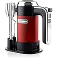 Westinghouse Retro Hand Mixer for Baking - 350W Handheld Electric Whisk - Includes 2 Egg Beaters and 2 Dough Hooks - Powerful Food Mixer for Kitchen Use with 6 Speeds & Turbo - Red
