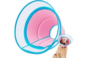 ICOYEA Collerette Chien, Collerette pour Chien Anti Lechage et Grattage, Collerette Souple Transparente pour Chien, Ajustable Collier de Récupération Chien, Cône de Cicatrisation Respirant (Pink, Size 8)