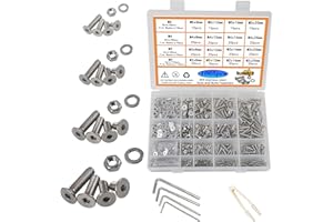 huruirui M2 M3 M4 M5 Muttern und Schrauben Unterlegscheiben Sortierter Satz, 1065pcs Innensechskantschrauben 304 Edelstahl Schrauben und Muttern, Gewindemaschine Hex Bolzen Set Reparatur Werkzeuge
