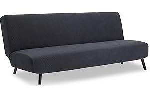 TIANSHU Funda Sofa Cama Sin Brazos Elástica, Fundas de Clic Clac 3 Plazas Sofa Cama Plegable Protector Ajustables Antideslizante Universal para Dormitorio y salón (Gris)