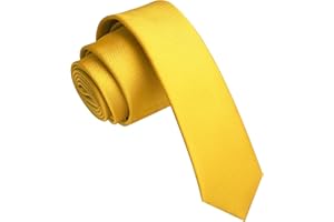 JEMYGINS Corbata delgada de color sólido de 1.57 pulgadas para hombre (4 cm), Dorado/amarillo, general