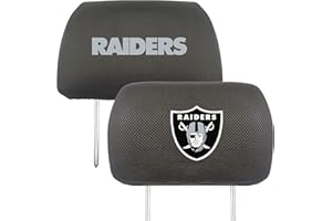 FANMATS 12510 Las Vegas Raiders Embroidered Head Rest Cover Set - 2 Pieces