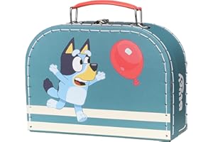 Micki Bluey Kinderkoffer aus Pappe – Langlebiger und strapazierfähiger Kinderkoffer, 20 cm, leichtes und farbenfrohes Design, perfekt für Vorschule und Reisen, mit beliebten Bluey Figuren