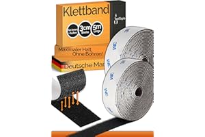 Klettband Selbstklebend Extra Stark Outdoor & Indoor 30mm x 5m schwarz (3M Markenkleber), Klett I Klettverschluss Klebeband, Tape für DIY, Basteln, Haushalt, Nähen...ToolTopia Handwerksqualität