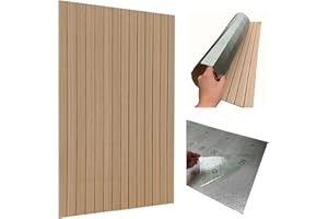 I K H E MALARKA Paneles de pared autoadhesivos, 100 x 60 cm, PVC + espuma de polietileno de 2,8 mm, aspecto de madera beige/marrón, paneles decorativos 3D para salón, dormitorio, cocina, baño, lavable y resistente al