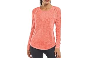 Gyabnw Tee Shirt Sport Femme à Manche Longue Col V T-Shirt Sport Femme Sèche Vite Hauts Running Fitness Pilates Yoga
