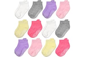 GRPSKCOS Toddler Ankle Socks Non Slip- 12 Pairs Baby Boys Girls Grips Socks Anti Skid for 0-7 Years Kids Children