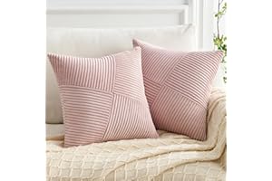 Topfinel Funda Cojines 45x45 Rosa Polvo de Pana Suave y Duradera,Fundas Cojines con Cremallera Oculta para Sala de Estar, Sofás, Camas, Sillas Dormitorio Jardín Coche 2 Piezas