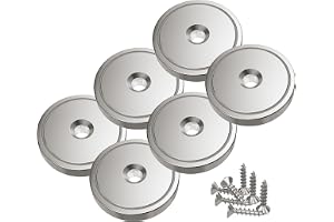 Magnetpro Magneter, 6 stycken skivmagneter med kapsel, 55 kg dragkraft, 36 x 8 mm, kastrullmagnet med hål