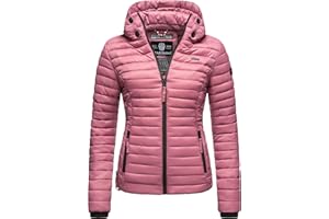 MARIKOO Damen leichte Übergangsjacke Steppjacke mit Kapuze Samtpfote XS-XXL