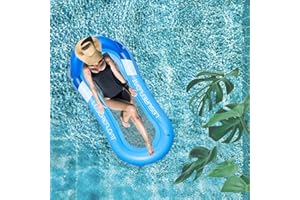 Xiujuers Luftmatratze Pool, Luftmatratze Wasser Hängematte, Aufblasbare Wasserhängematte Luftmatratze mit Netz und Kopfstütze, Aufblasbares Schwimmender Bett, Pool Zubehör Spaß (A)