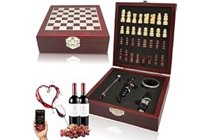 HUMPTI Regalos para el día del Padre, Regalos día del padre, Regalos dia del Padre, Regalo día del Padre, Día del Padre Regalos, Juego de Accesorios para Vino y Ajedrez, Abridor de Vino y Sacacorchos Vino