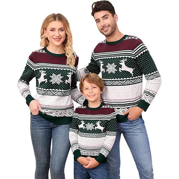 Gyabnw bijpassende kersttruien voor familie vrouwen mannen kind kersttrui met ronde hals gebreide pullover top, XXL