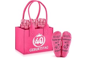 Jadive Prosecco Women's Handbag Felt Bag for 6 Bottles Bottle Bag Bottle Basket Funny Socks Bottle Carrier Shopping Bag Gifts for Wife Girlfriend, As shown in the picture, 40 BIRTHDAY