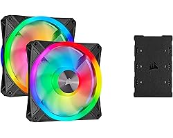 Corsair iCUE QL140 RGB, 140 mm RGB LED PWM Fans (68 Individually Addressable RGB LEDs, Speeds Up to 1,250 RPM, Low-Noise) Dua