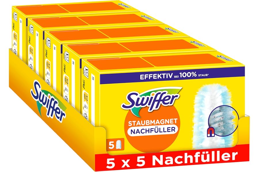 Swiffer Staubwedel Nachfüller, 25 Tücher | Fängt Staub, Schmutz und Haare ein; ideal für Möbel, Ecken und schwer erreichbare Stellen.