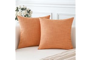 Artscope Juego de 2 Fundas de Cojines Decorativas Cuadradas de Lino 55 x 55 cm para Decoración del Hogar Sofá Dormitorio Coche 22x22 Coral