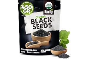 Berrilys Organic Black Cumin Seeds, 450g – Nigella Sativa (Kalonji), Non-GMO, Vegan, Gluten Free Black Seeds for Health Benefits, Culinary Use, Digestion, Flavoring & Aromatic Spice