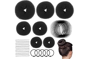 Bekecidi Frisurenhilfe Set, 7 Stück Duttkissen Donut Maker in 4 Größe mit U-Form Haarnadeln, Haarnetz und Haargummi, Haardonut Haarstyling Frisurenhilfe Set für Damen, Hochzeit, Kinder (Stile2)