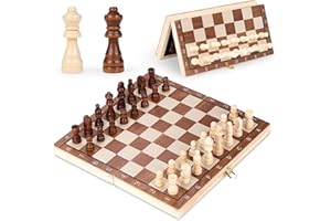 Yoowalar Jeu D'échecs en Bois Pliables, Magnétiques Échiquier de Voyage avec Plateau de Rangement, Portable Jeux D'échecs Magnétiques pour Enfants et Adultes, 29 x 29cm