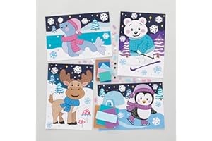 Baker Ross FC287 Kits de Mosaïque Enfants motif Amis Arctiques - Lot de 4, Kit Creatif Enfant, Mosaique Loisir Creatif, Mosaique Autocollants Scrapbooking