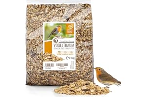 Wildtier Herz Graines oiseaux - 2,5 kg nourriture oiseaux extérieur - Sans coquille et sans blé avec graines de tournesol, de céréales, d'arachides et raisins secs
