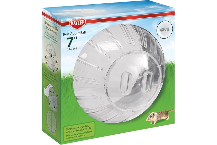 Kaytee , Run About Ball, Clear Coloured, Exercise Ball and Toys for Hamsters, Gerbils and Other Small Animals, 17.8 cm Diameter