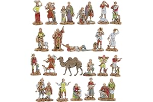 Moranduzzo Set de 21 Pastores y 1 Camello Apto para Belén de 3,5 cm Escala 1:50 – Micro 3,5 – Figuras Indestructibles, Estilo Siglo XVIII, Acabadas a Mano, Escultor M. Landi