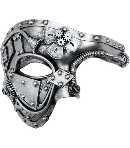 Maschera Veneziana Mezzo Viso Uomo – Fantasma Opera – Plastica Nera Regolabile – Nuova