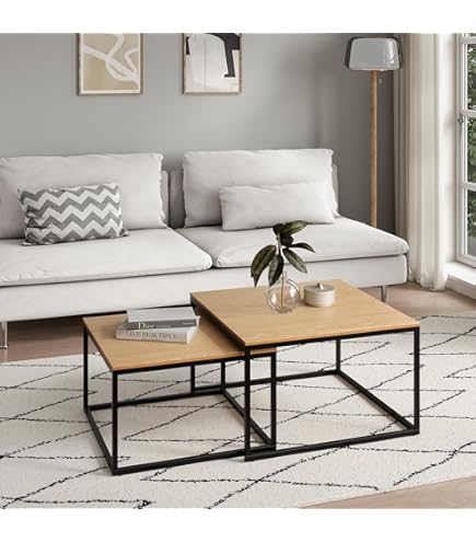Set Van 2 Salontafel / Bijzettafel - Robuust Stalen Frame - 50 En 40 Cm Diameter Wit Let040w46
