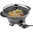 VonShef Electric Wok Non-Stick – 5L Electric Frying Pan with Lid, Multicooker Skillet, 4 Adjustable Temperature Controls up to 230°C, Cool Touch Handles & Detachable Power Cord – 1400W