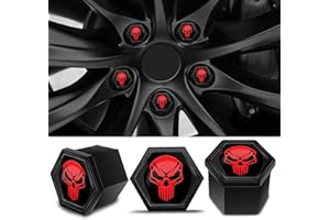 Biomar Labs 19mm Radmutterkappen Set – 20 Schraubenkappen – Hochwertige Professionelle PA6 Kunststoff Bolzenabdeckung mit zahlreichen einzigartigen Designs (Schädel Totenkopf in Rot-Schwarz LC 8)