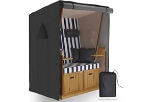 SANZARO Strandkorb Schutzhülle winterfest 135 cm passend für 120 breit - 600D Oxford Stoff, Reißfest und UV Beständig, Abdeckhaube für Strandkörbe Wasserdicht grau
