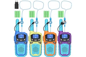 BOBELA Walkie Talkie Kinder 4er, Funkgerät USB Aufladbar Hohe Reichweite Woki Toki mit VOX Akku und Ladestation Spielzeug ab 3 4 5 6 7 8 9 10 Jahre Blue Light Green Purple Orange