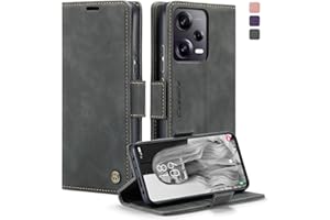 KZB Funda para Xiaomi Redmi Note 12 Pro 5G Cuero Premium Fundas para Xiaomi Poco X5 Pro 5G con RIFD Protección Tapa Libro Flip Case Ranura Tarjeta Magnético Carcasa para Redmi Note 12 Pro 5G - Gris