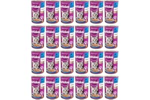 Whiskas Karma dla kotów mokra karma dla dorosłych 1+ z tuńczykiem w galarecie, 24 puszki (24 x 400 g)