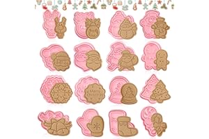 BGTLJKD Set di 16 formine natalizie per biscotti e biscotti Formine per Biscotti Natale 3D stampi per biscotti per Decorazioni in Fondente, Decorazioni di Dolci di Pasticceria (16)